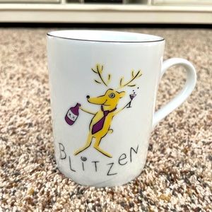 Pottery Barn Santa’s Reindeer BLITZEN Ceramic Coffee Mug Christmas Made inJapan